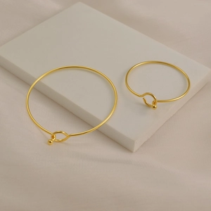Minimalist Stainless Steel Wire Coil Bangle Bracelet With Ball Closure French Style For Women And Kids