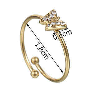 Elegant gold butterfly open ring with sparkling white cubic zirconia and adjustable band