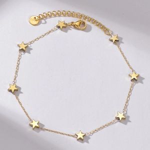 Minimalist Star Charm Anklet Stainless Steel Gold Plated Niche Design Foot Jewelry For Women Adjustable