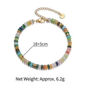 Bracelet de perles colorées avec fermoir doré en acier inoxydable et extension de 18+5cm
