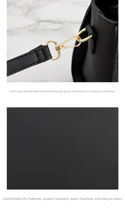 Détails du fermoir doré brillant et cuir PU résistant aux rayures à texture litchi