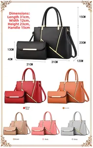 Dimensions détaillées pour sac à main femme en cuir PU et sa pochette assortie