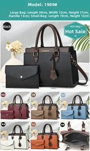 Detailansicht der zweiteiligen Tasche und Clutch mit Maßen und Farbauswahl