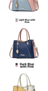 Detail of multi-color PU leather handbags with lychee grain texture and butterfly charm
