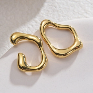 Irregular Wave Stainless Steel Stud Earrings Gold Plated Minimalist Geometric Fashion Jewelry For Women