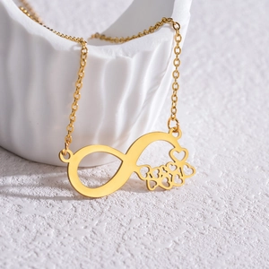 Infinity Heart Pendant Necklace Stainless Steel Gold Plated Minimalist Niche Design Jewelry For Women Adjustable Chain