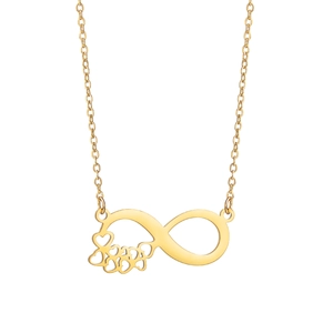 Minimalist gold infinity necklace with hollow heart charms on a sleek chain