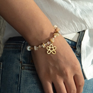 Bracciale Con Perline In Acciaio Inossidabile E Ciondolo A Fiore Perline Colorate In Conchiglia Cristallo Gioielli Boho