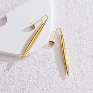 Boucles D'oreilles Goutte D'eau Minimalistes En Acier Inoxydable Plaqué Or Géométrique Pour Femmes Poli Miroir