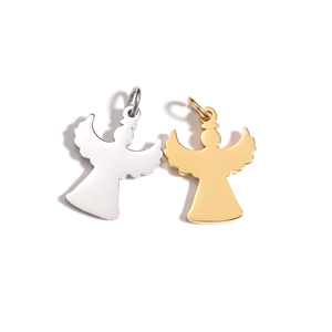 Minimalist gold and silver angel pendants made of polished stainless steel for DIY jewelry