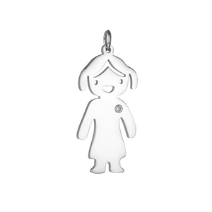 Polished stainless steel girl pendant with sparkling crystal for DIY jewelry making