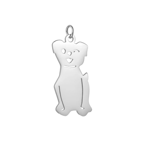Polished silver stainless steel dog pendant with cute hollowed-out outline and jump ring