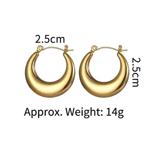 Orecchini a mezzaluna in acciaio inossidabile placcato oro 18K con misura 2,5 cm