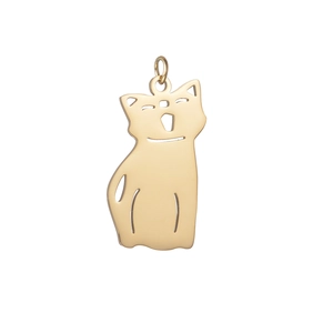 Minimalist golden hollow stainless steel cat pendant with polished finish for DIY jewelry