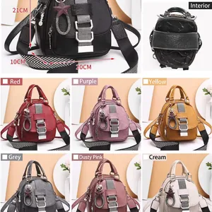 Women Fashion Mini Backpack PU Leather Handbag With Star Pendant Rhinestone Striped Strap Casual Korean Style