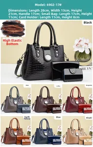 Detailed set of lizard pattern tote bag with matching smaller pouch and card holder