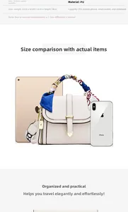 White PU handbag featuring classic monogram texture and silk scarf wrapped handle detail