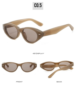 Multi-angle view of leopard print cat eye sunglasses showing front, back, and 45-degree side details