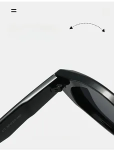 Detailed close-up of high-quality metal hinge and specifications on black cat-eye glasses