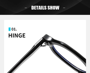 Close-up of durable hinge structure on oval black frame glasses for stylish look