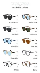 Detailed collection of vintage small frame sunglasses in ten various colors and styles