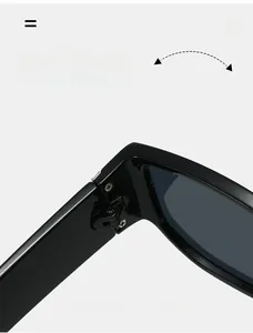 Macro shot of durable metal hinge on black oversized sunglasses with premium finish