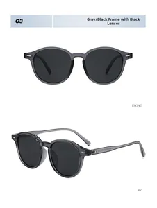 Detailed front and side views of gray translucent square sunglasses with gray lenses