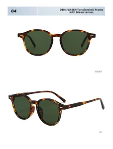 Macro view of retro demi frame sunglasses with green lenses and rivet detail