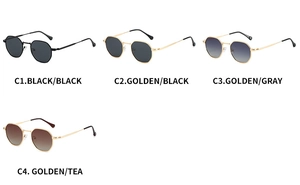 Detailed comparison of four polygon polarized sunglasses with metal frames in C1-C4 colors