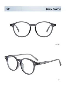 Macro detail of transparent gray frame sunglasses with metal rivet hinges and front view