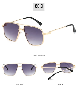 Multi-angle view of gold metal aviator sunglasses with purple gradient lenses C0.3