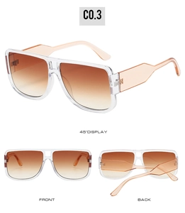 Three-angle view showing front and side of vintage square frame sunglasses in color C0.3