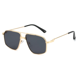 Aviator Sunglasses Square Metal Frame UV400 Protection Double Bridge Vintage Fashion Eyewear For Men And Women