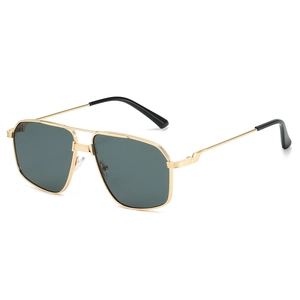 Classic gold metal aviator sunglasses with double bridge and dark lenses for men and women