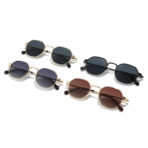 Retro polygonal polarized sunglasses with stylish dual-tone metal frames in four colors