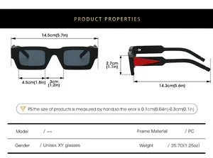 Tableau des tailles avec dimensions précises des lunettes de soleil rétro à monture PC
