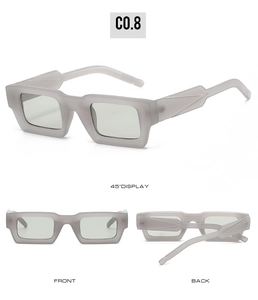 Vues détaillées de lunettes de soleil carrées gris mat sous plusieurs angles