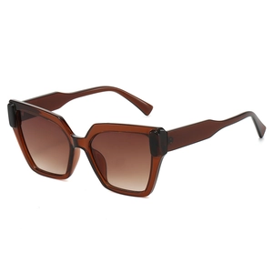 Lunettes de soleil œil de chat carrées marron avec monture translucide et dégradé
