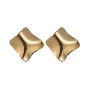 Minimalistische goldene unregelmäßige geometrische Ohrstecker mit Spiegel-Finish
