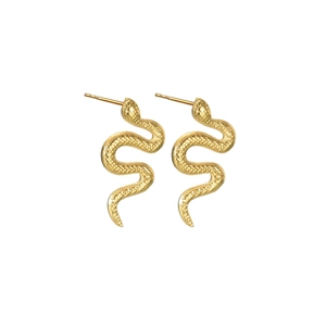 Boucles d'oreilles serpent dorées avec écailles texturées au design minimaliste