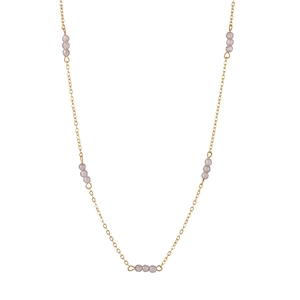 18K gold plated stainless steel necklace with delicate beaded moonstone clusters