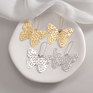 Hollow Butterfly Drop Earrings Stainless Steel Niche Individual Style Electroplated Jewelry Accessories For Women