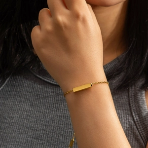 Bracelet Barre Minimaliste Acier Inoxydable Poli Géométrique Chaîne Réglable Bijoux De Mode Pour Femmes Et Hommes