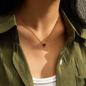 Stainless Steel Pendant Necklace Gold Plated Heart Star Moon Double Layered Coin Dainty Trendy Jewelry For Women