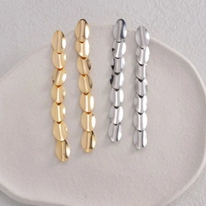 Lange Ohrhänger Aus Edelstahl Überlappende Ovale Platten Geometrische Fransen Minimalistischer Damenschmuck