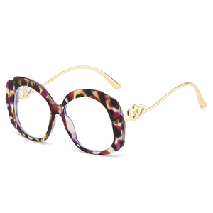 Monture De Lunettes Bordure Ondulée Surdimensionnée Anti Lumière Bleue PC Métal Coeur Branche Décorative Femmes
