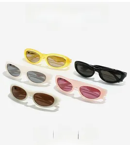 Selection of Y2K oval sunglasses in multiple colors featuring thick resin frames