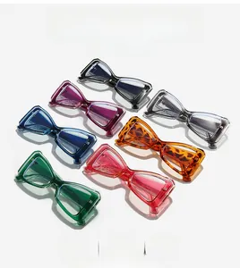 Detailed array of cat eye sunglasses in seven colors with high-gloss plastic frames
