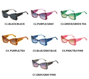 Selection of trendy butterfly frame sunglasses in seven gradient colors with high-quality lenses