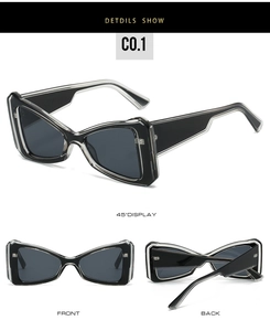 Detailed views of stylish oversized butterfly sunglasses with black gradient frames